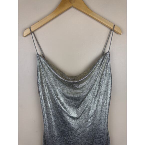 Alice + Olivia Harmie Silver Metallic Mini Dress Women’s Size 4 - Picture 3 of 10
